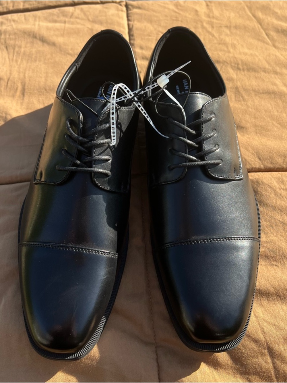 Van Heusen Turk Oxfords Non Slip Memory Foam Black Cap Toe Lace Up Size 8.5